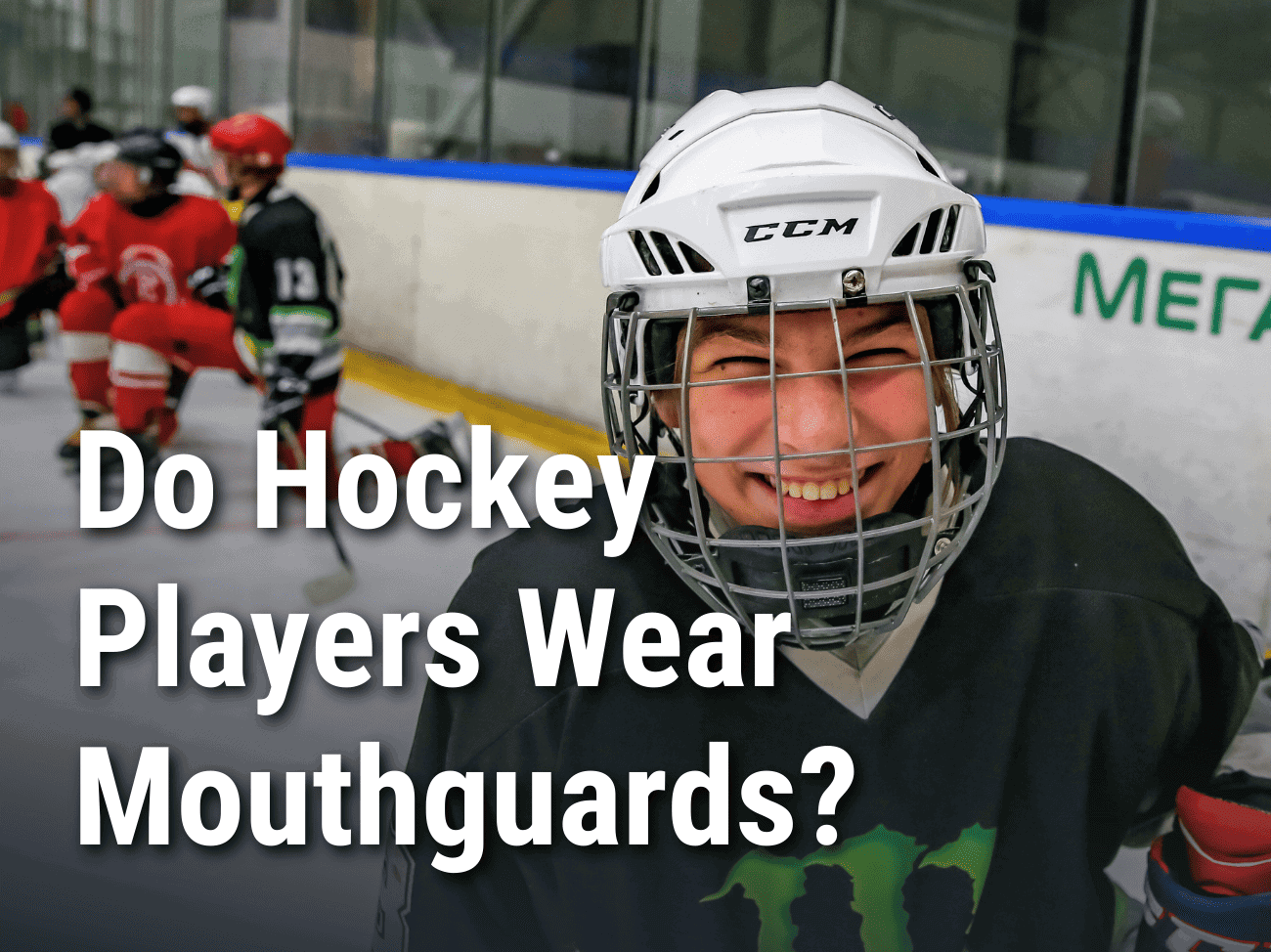 Do hockey players wear mouthguards? Player with no mouthguard.